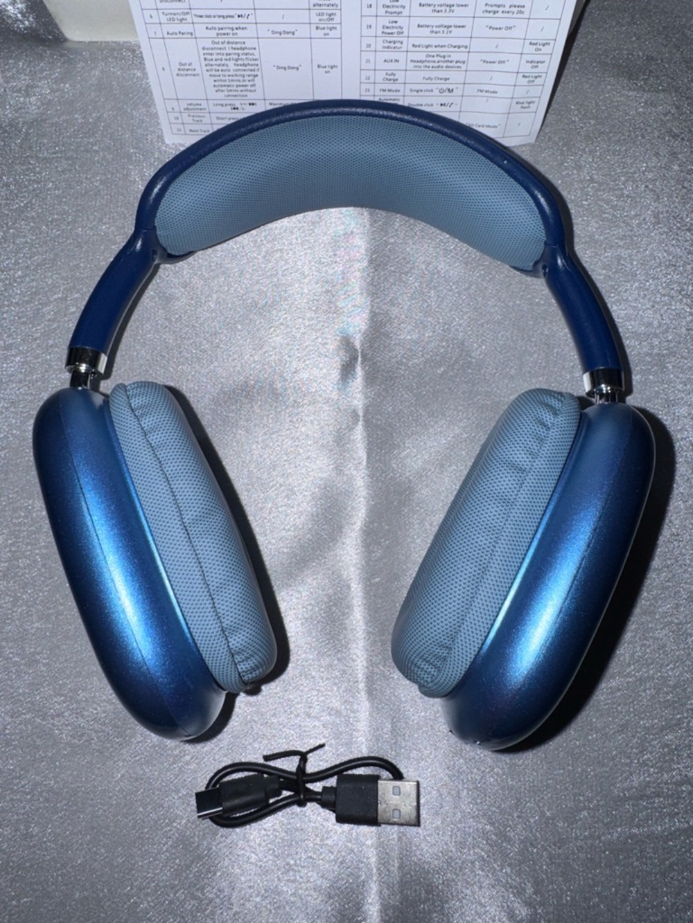 P9 Pro Max Over-Ear Wireless Headphones in Blue, NEW - Picture 8 of 15